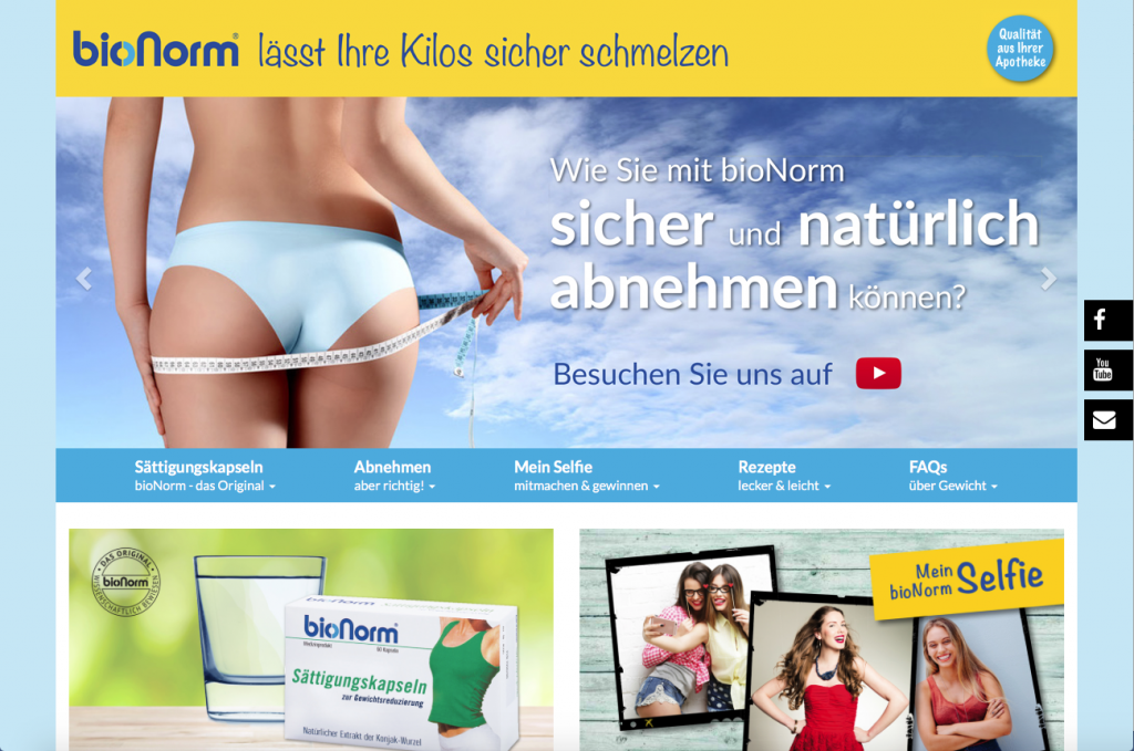 Website - bionorm lässt Ihre Kilos sicher schmelzen