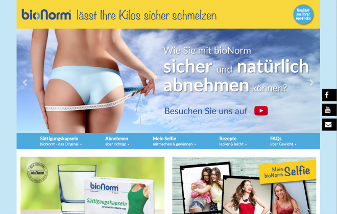 Website - bionorm lässt Ihre Kilos sicher schmelzen